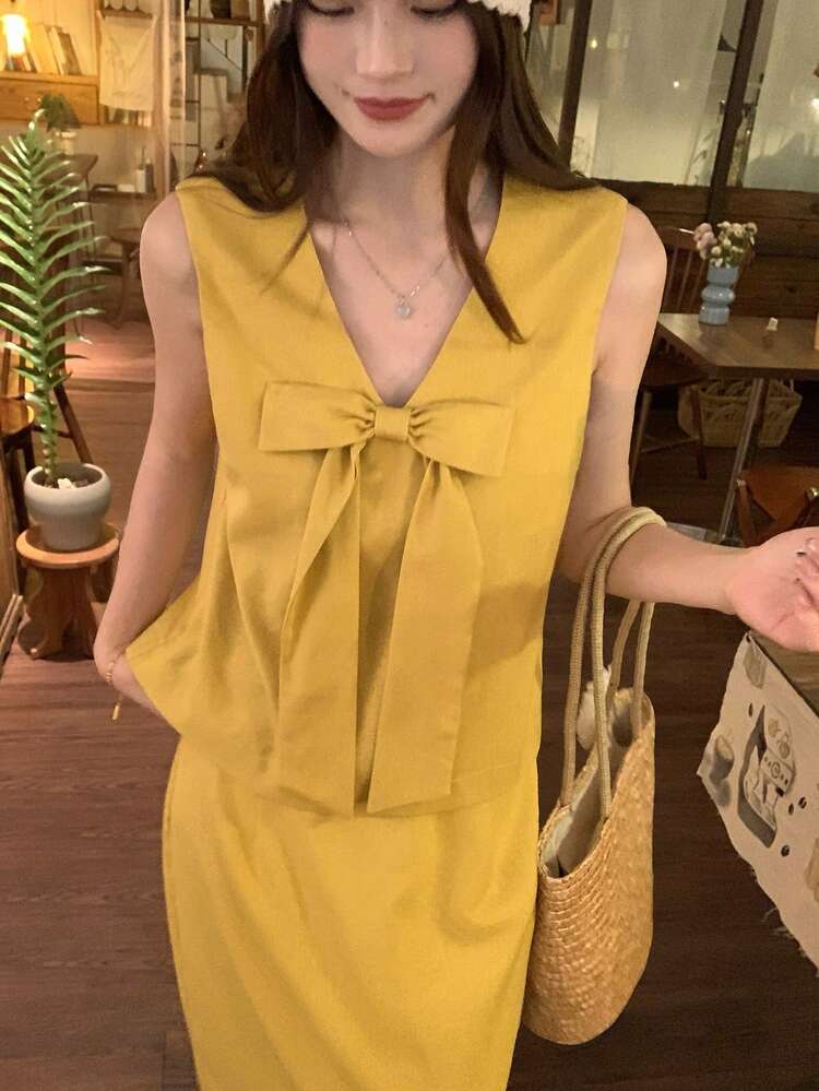 Women's Vacation Casual Solid Color Tank Top & Skirt 2 Pieces Set Summer