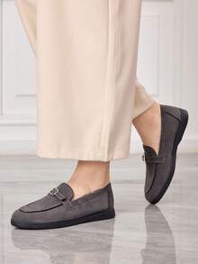 Sleekvia Casual Versatile Commuting Fringe Decor Flat Loafers - Grey - View 5