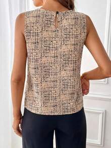SHEIN Clasi Áo kiểu nữ thanh lịch mới, cổ tròn, dáng chữ H, xếp ly, rộng rãi, thích hợp mặc thường ngày, áo công sở mùa hè cho giáo viên, áo công sở sang trọng. - Nhiều màu - Xem 2