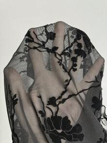 EgrlEra Women's Sexy Bodysuit In Flocked Fabric - Black - View 8