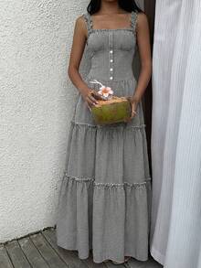 Sunnyshic 喇叭裙，优雅淑女风连衣裙 - 黑色 - 查看 3