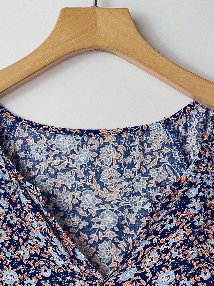 Plus Size Women Summer Casual Vacation Country Floral Print Short Sleeve Dress,Summer Holiday,Spring Break Outfits ,Vacation Outfits Women ,Holiday Outfits For Women,Going Out Outfits,2026 New Clothes,Simple And Fashionable For Everyday Wear,Suitable For Summer, Vacation,Daily Wear,Casual Dresses For Women,Flowy Dress , Boho Summer Dress Women, Women's Floral Summer Dress, Bohemian Dress,Beach Outfits For Women ,Western Style
