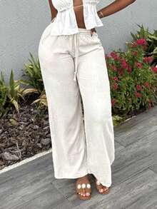 Alexandranx 女式系带口袋长裤 - 杏色 - 查看 4