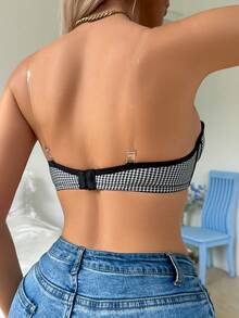 DesireSculpt 1件装女士格子钢圈前扣式上托文胸 - 黑與白 - 查看 2