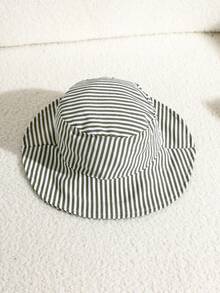 SHEIN Playful Pals 2件裝新生兒男嬰/女嬰中性服裝套裝 綠白條紋吊帶連身褲 夏季休閒度假款 極簡風 0-3歲 - 綠色 - 查看 5
