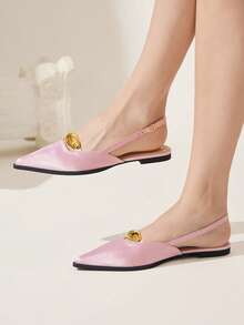 CUCCOO CHICEST 女士简约尖头平底鞋，纯色通勤套脚芭蕾平底鞋，米色，圣诞节优雅鞋款 - 淺粉色 - 查看 2
