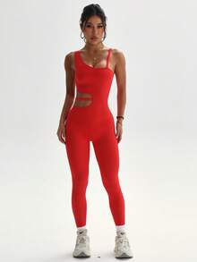Dewbera Women Seamless Sleeveless Sexy Jumpsuit Pants - Red - View 8