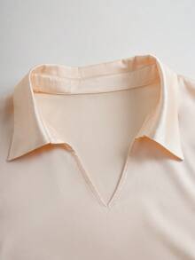 Lyxana Camisa fruncida de un solo color - Albaricoque - Ver 6