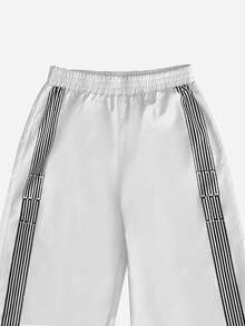 Resyla Bộ 2 món áo và quần ngắn tay kẻ sọc cài cúc phía trước dành cho nữ (kiểu dáng thường ngày) - trắng - Xem 4