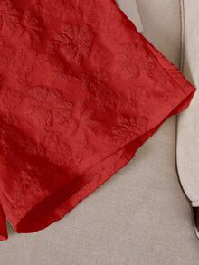 Plus Size Fashionable Jacquard Versatile Shorts - Red - View 5