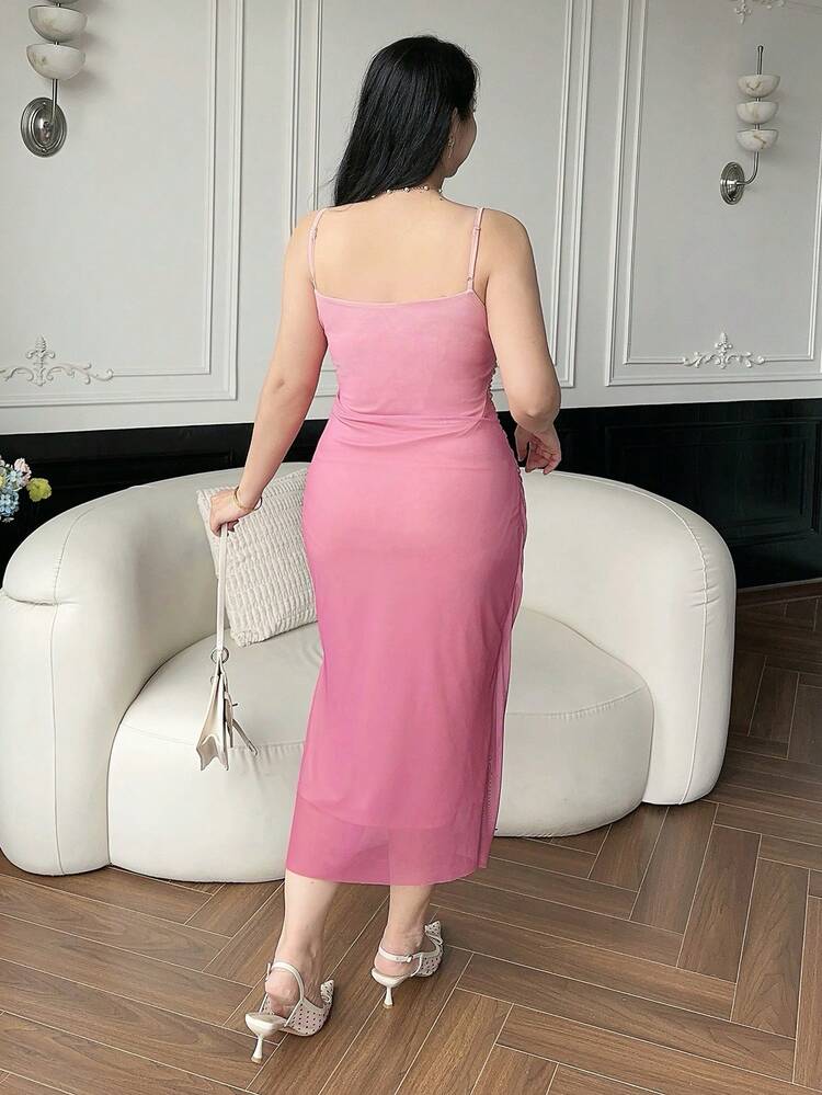 Dazy Plus Stretchy Ombre Knit Mesh Maxi Slip Dress Sundress