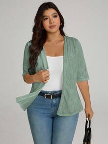 Comfylo Áo khoác cardigan dáng rộng dành cho nữ, chất liệu jacquard, kiểu dáng thường ngày, đa năng. - màu xanh lá - Xem 3