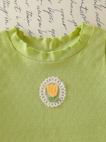 3pcs Young Girl Floral Embroidery Lettuce Trim Casual Vacation Daily Commute Camisole - Multicolor - View 6