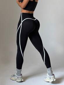 Dewbera Women's Seamless High Waist Slimming Yoga Leggings - Black - View 4