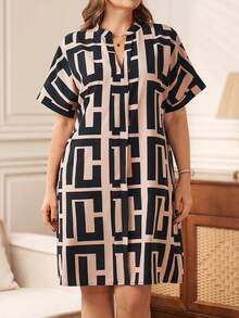 Rosumi 大码夏季休闲印花短袖连衣裙 - 彩色 - 查看 2