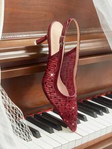 CUCCOO HITCHD Women Pumps Elegant Shoes Wedding Shoes - Burgundy - View 13