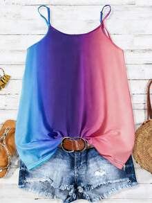 Linhara Áo camisole cỡ lớn in họa tiết ombre dáng thường ngày - Nhiều màu - Xem 2