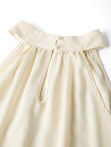 Ellevyn 女士露肩系领亮片宽松优雅休闲衬衫，适合春夏外出和海岛度假 - 杏色 - 查看 15