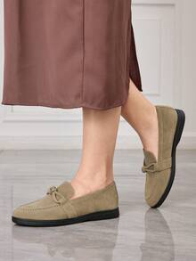 Sleekvia Casual Versatile Commuting Fringe Decor Flat Loafers - Apricot - View 5