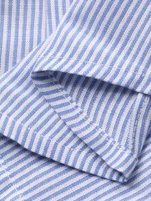 DAZY 女士条纹简约休闲长袖衬衫 - 藍色 - 查看 9