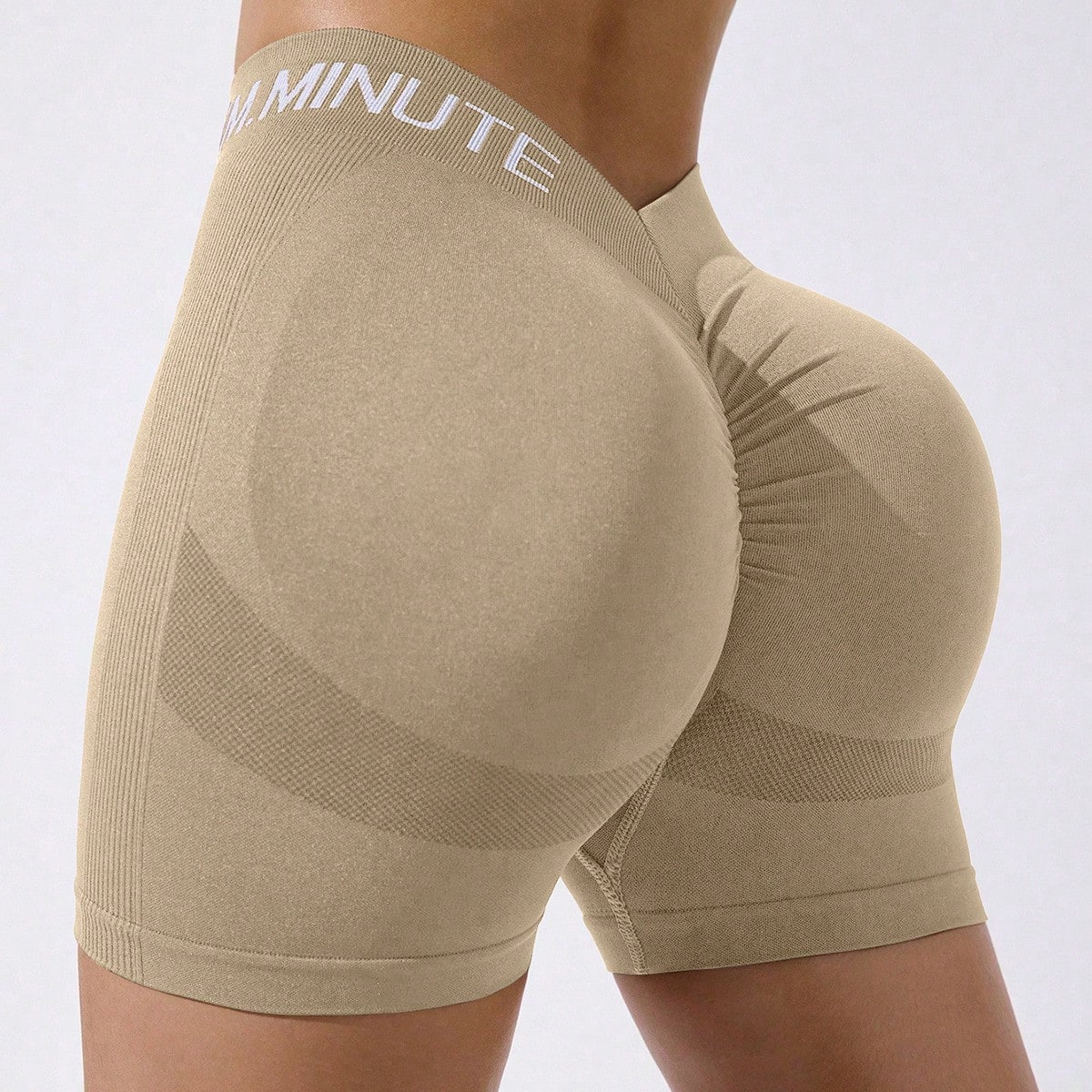 Pantalones cortos deportivos sin costuras de cintura alta con estampado de letras