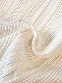 Resyla 女士休闲百搭纯色纹理T恤，夏季 - 白色 - 查看 4