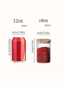 10个方形高硼硅玻璃密封罐，糖/饼干/食品/香料储存罐，带竹盖 - 10盎司透明玻璃散装食品罐，适用于茶叶、咖啡豆、香料、谷物、燕麦，厨房装饰，节日/婚礼礼物 - 白色 - 查看 3