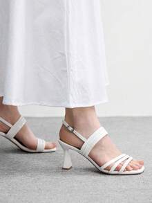 CUCCOO BIZCHIC Sandalias de tacón para mujer - Blanco - Ver 5