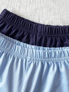 SHEIN 2件套男婴夏季休闲日常通勤字母印花撞色短袖T恤和短裤套装 - 彩色 - 查看 6