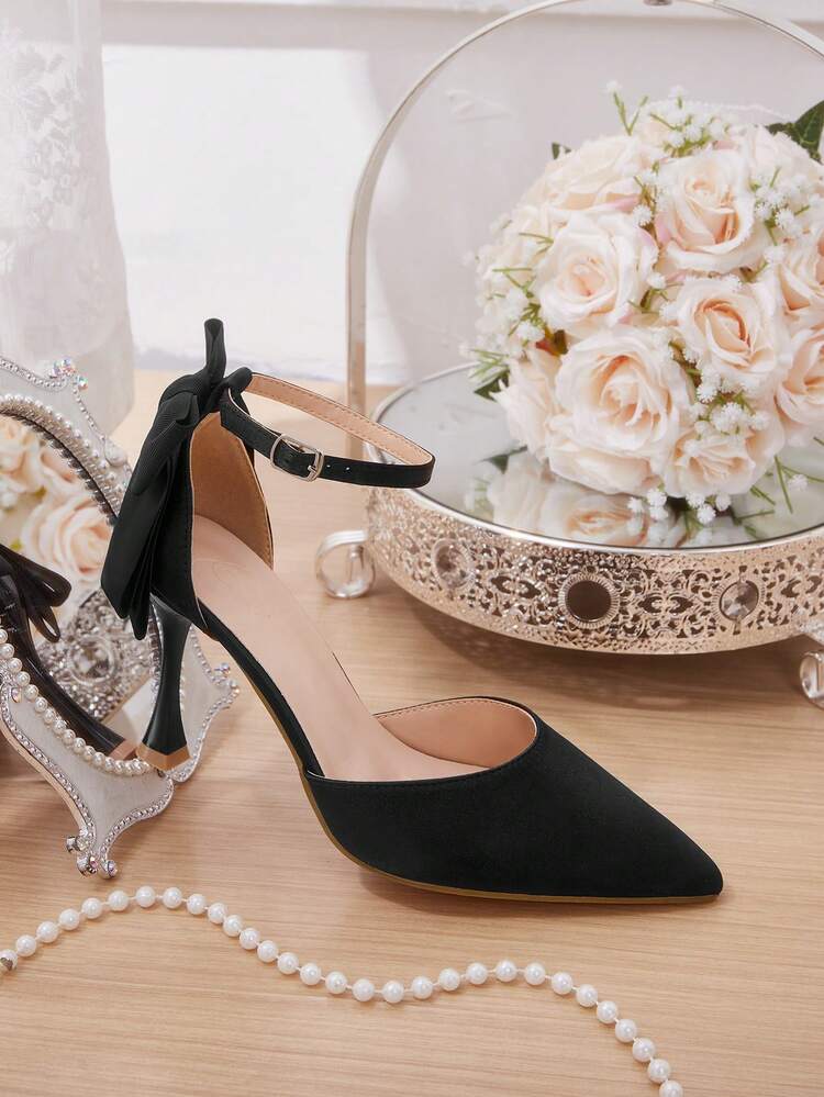 CUCCOO HITCHD Women's Pointed Toe Bow Decor Elegant High Heel Shoes Valentine's Day Elegant Shoes