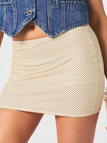 MISSGUIDED Low Rise Mini Skirt With Small Polka Dot Print Perfect For Spring Summer Casual Outings Beach Vacation Weekend Party Club Night Out - Yellow - View 5
