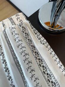 Franclia 女士复古宽松亚麻阔腿裤，休闲版型，2026 新款 - 米色 - 查看 5