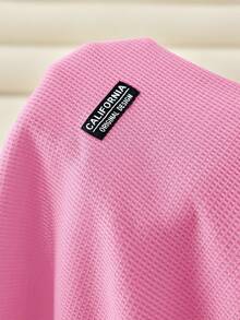 Solflare Conjunto informal de 2 piezas de cárdigan de punto texturizado talla grande + pantalones sueltos - Rosa Fucsia - Ver 6