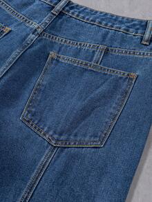 Manfinity Denimwave Men's Y2K Streetwear Loose Fit Distressed Patchwork Denim Wide Leg Jeans - Dark Wash - View 8