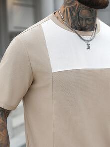Manfinity CasualCool 男士休闲撞色圆领短袖T恤，夏季 - 彩色 - 查看 6