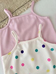 SHEIN Baby Girl Summer Casual Camisole & Shorts Set - Multicolor - View 5