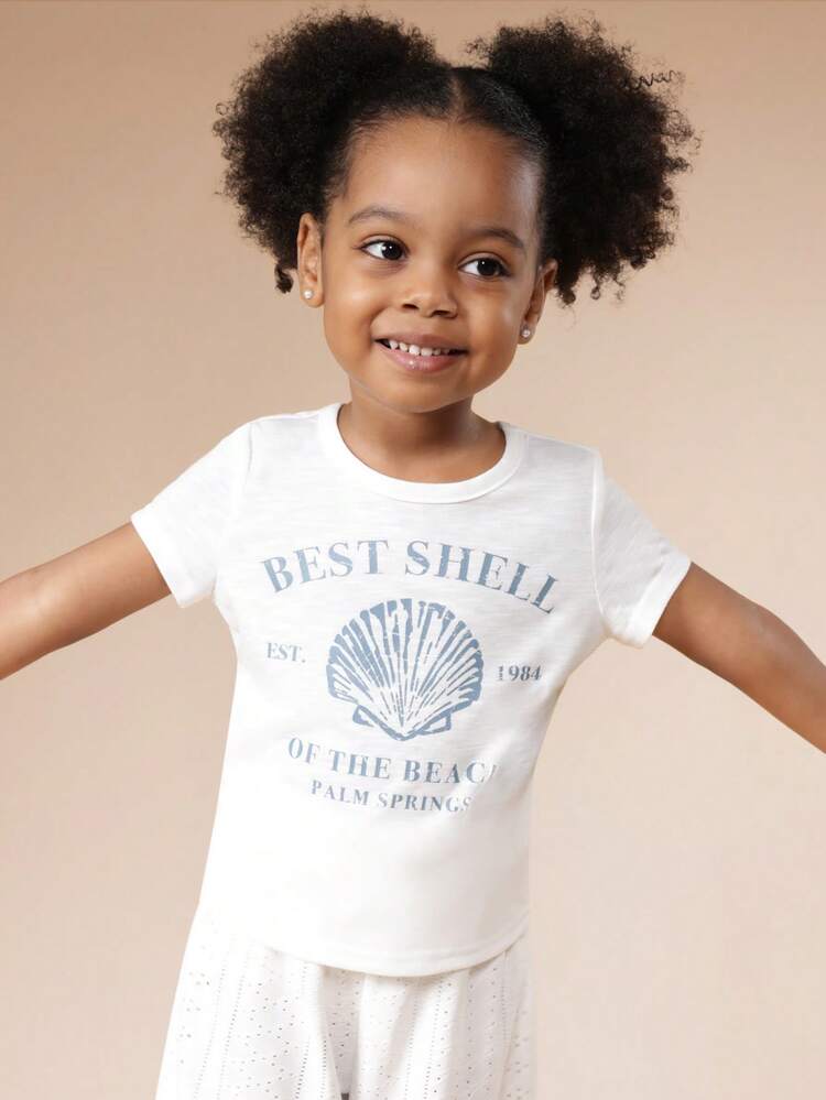 Seashell Print Crew Neck T-Shirt