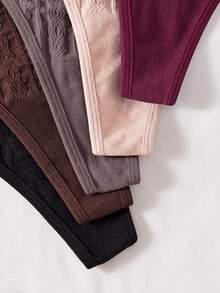 SHEIN 5 chiếc quần lót dây mảnh, không đường may, thoải mái, dệt kim gân, gợi cảm dành cho nữ, cỡ lớn. - Nhiều màu - Xem 6