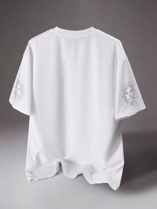 STYNVO Áo thun nam cổ tròn đính đá, áo thun nam họa tiết, áo thun trắng, áo thun nam tay ngắn - trắng - Xem 2