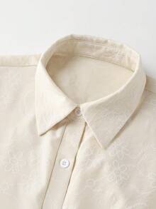 Franclia Elegant Loose White Blouse With Green Floral Print, Paired With Loose Wide Leg Long Pants, Women's 2 Pieces Set, Spring/Autumn - Khaki - View 4