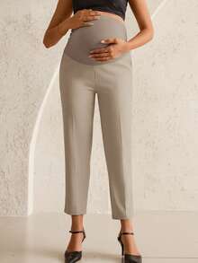 MaterniWear 可调节腰围休闲百搭孕妇裤，适合日常穿着 - 杏色 - 查看 4