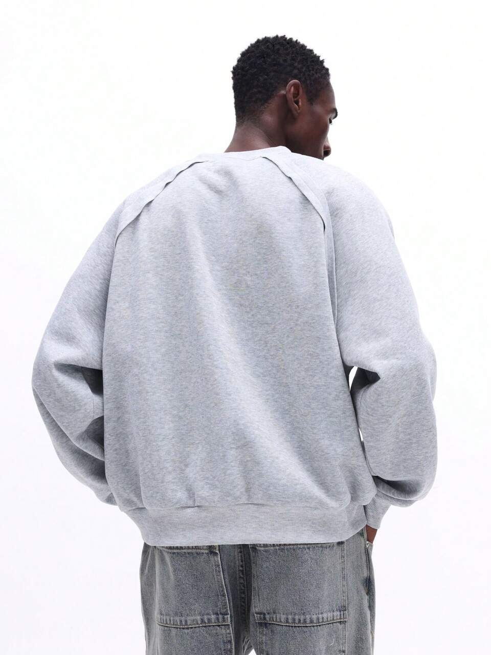 SUMWON Men's Crew Neck Sweatshirt With Seam Detail Regular Fit Pullover For Fall Winter Casual Wear Comfort Top Plain