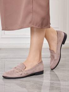 Sleekvia Women's Fashion Metal Rivets Adjustable Soft-Soled Loafers - Grey - View 3