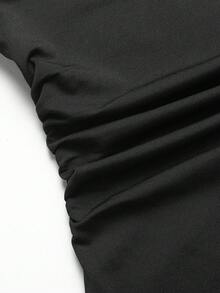 SHEIN Vestido casual de cuello redondo sin mangas con abertura en el bajo para niñas preadolescentes - Negro - Ver 4