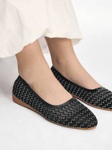 Mnmlis Zapatos planos de moda para mujer - Negro - Ver 10