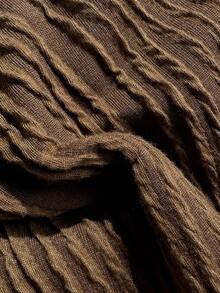 Soleia 女士橄榄绿针织提花纹理V领露背挂脖连体泳衣，适合海滩度假 - 咖啡棕 - 查看 7