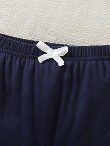 SHEIN Vintaside Kids 3件套男婴纯色前蝴蝶结运动裤 - 軍綠色 - 查看 5