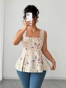 Elenzga Áo kiểu nữ cỡ lớn thanh lịch, lãng mạn, họa tiết hoa nhí, thắt eo, thích hợp mặc thường ngày, trang phục nữ thường ngày, áo nữ mùa hè, áo nữ cho mùa hè, áo nữ. - Nhiều màu - Xem 7