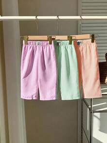 3pcs/Set Babygirl Summer Casual Letter & Striped Pattern Pants - Multicolor - View 8