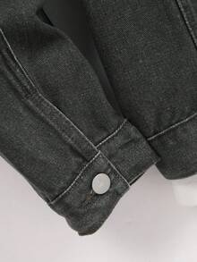 Manfinity Homme Men's Casual Street Style Blue Denim Jacket - Army Green - View 6